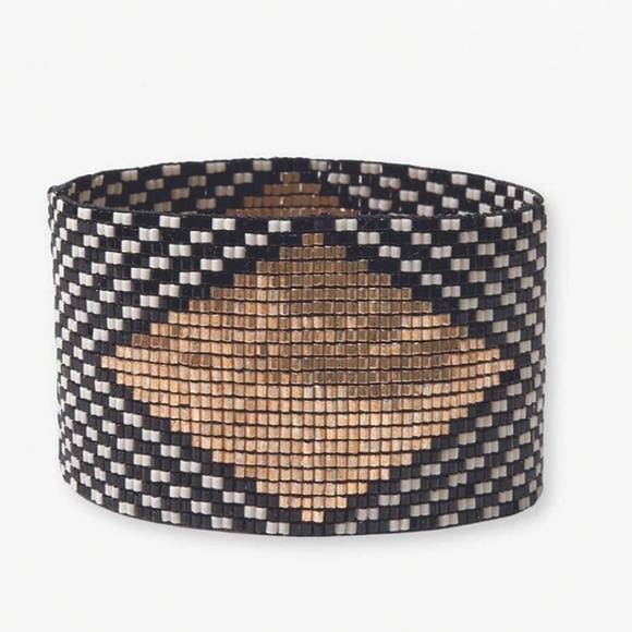 INK + ALLOY  Brooklyn / Black White Gold Diamond Luxe Stretch Bracelet NWT - Picture 1 of 3